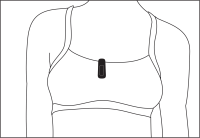 Illustration of the tracker clipped to a bra
